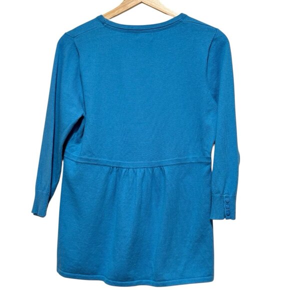 LL Bean Angora Blend ¾ Sleeve Blue Peplum Babydoll Sweater Womens Size Medium - Picture 4 of 8